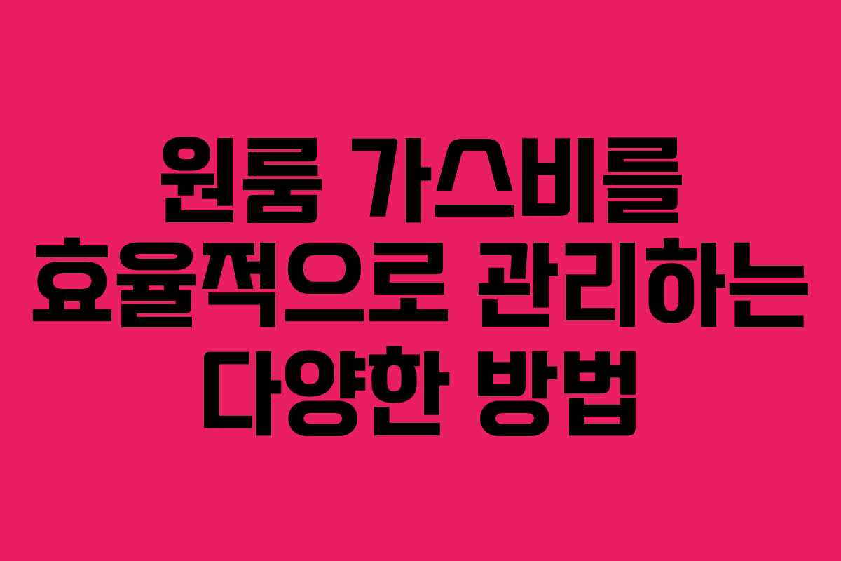 원룸 가스비를 효율적으로 관리하는 다양한 방법