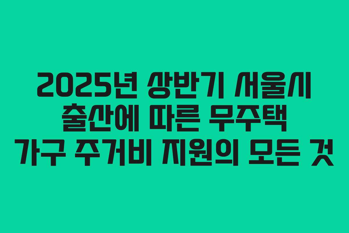 2025년 상반기 서울시 출산에 따른 무주택 가구 주거비 지원의 모든 것 2025년 상반기 서울시 출산에 따른 무주택 가구 주거비 지원의 모든 것
