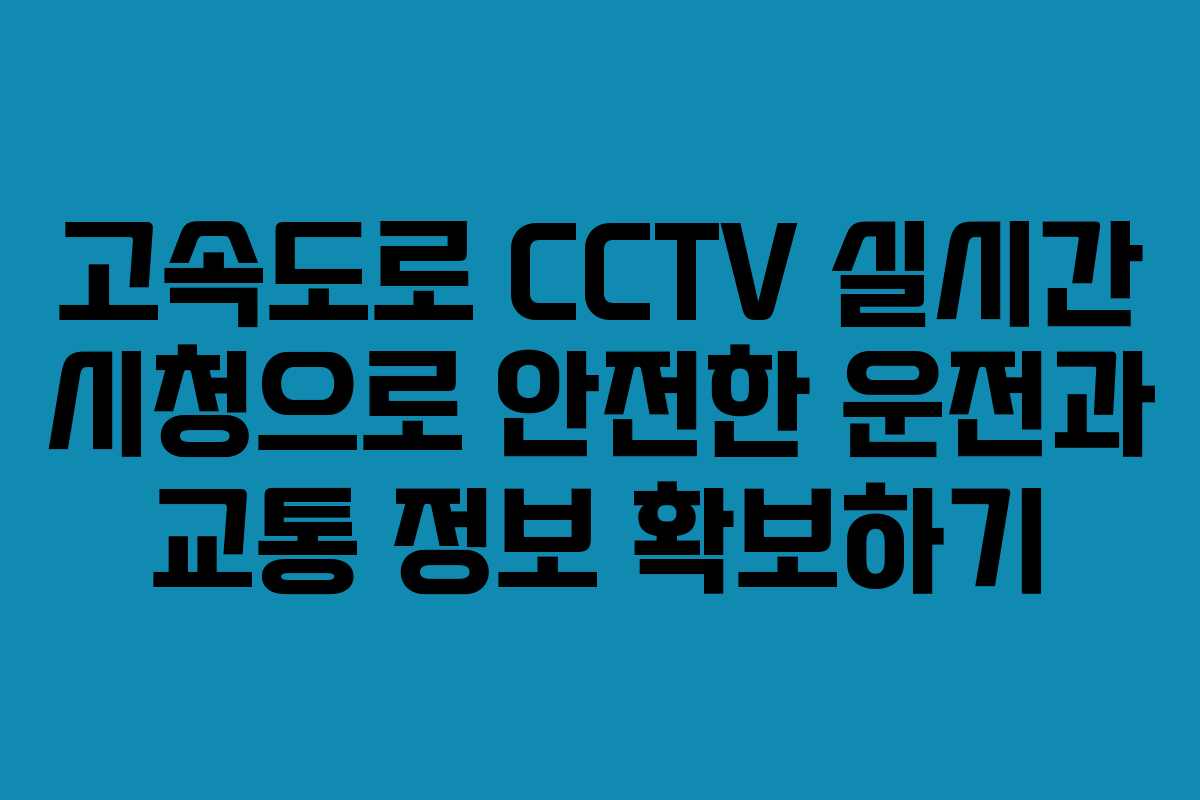 고속도로 CCTV 실시간 시청으로 안전한 운전과 교통 정보 확보하기
