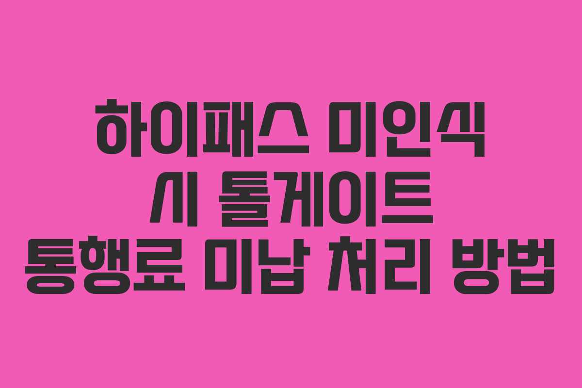 하이패스 미인식 시 톨게이트 통행료 미납 처리 방법 하이패스 미인식 시 톨게이트 통행료 미납 처리 방법