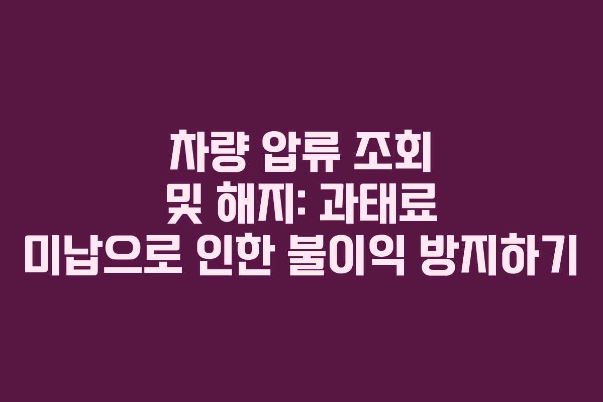 차량 압류 조회 및 해지: 과태료 미납으로 인한 불이익 방지하기 차량 압류 조회 및 해지: 과태료 미납으로 인한 불이익 방지하기