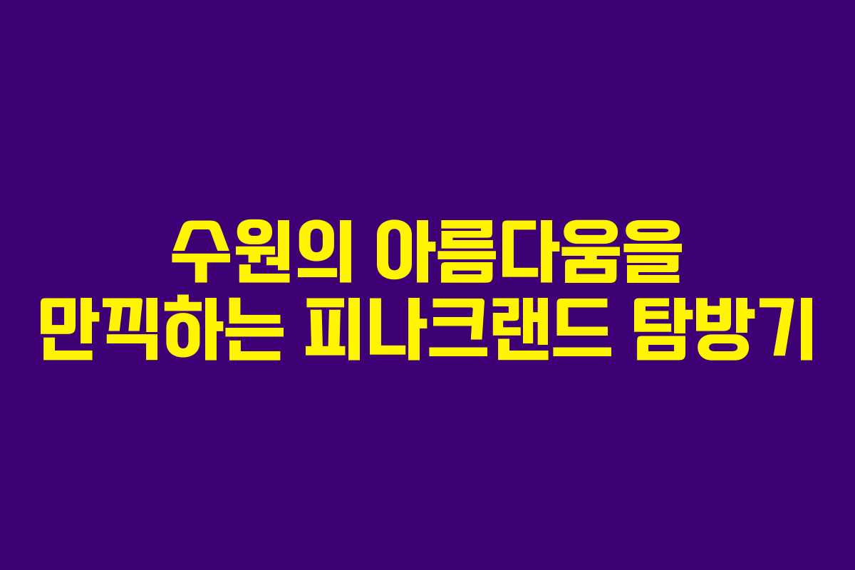 수원의 아름다움을 만끽하는 피나크랜드 탐방기 수원의 아름다움을 만끽하는 피나크랜드 탐방기