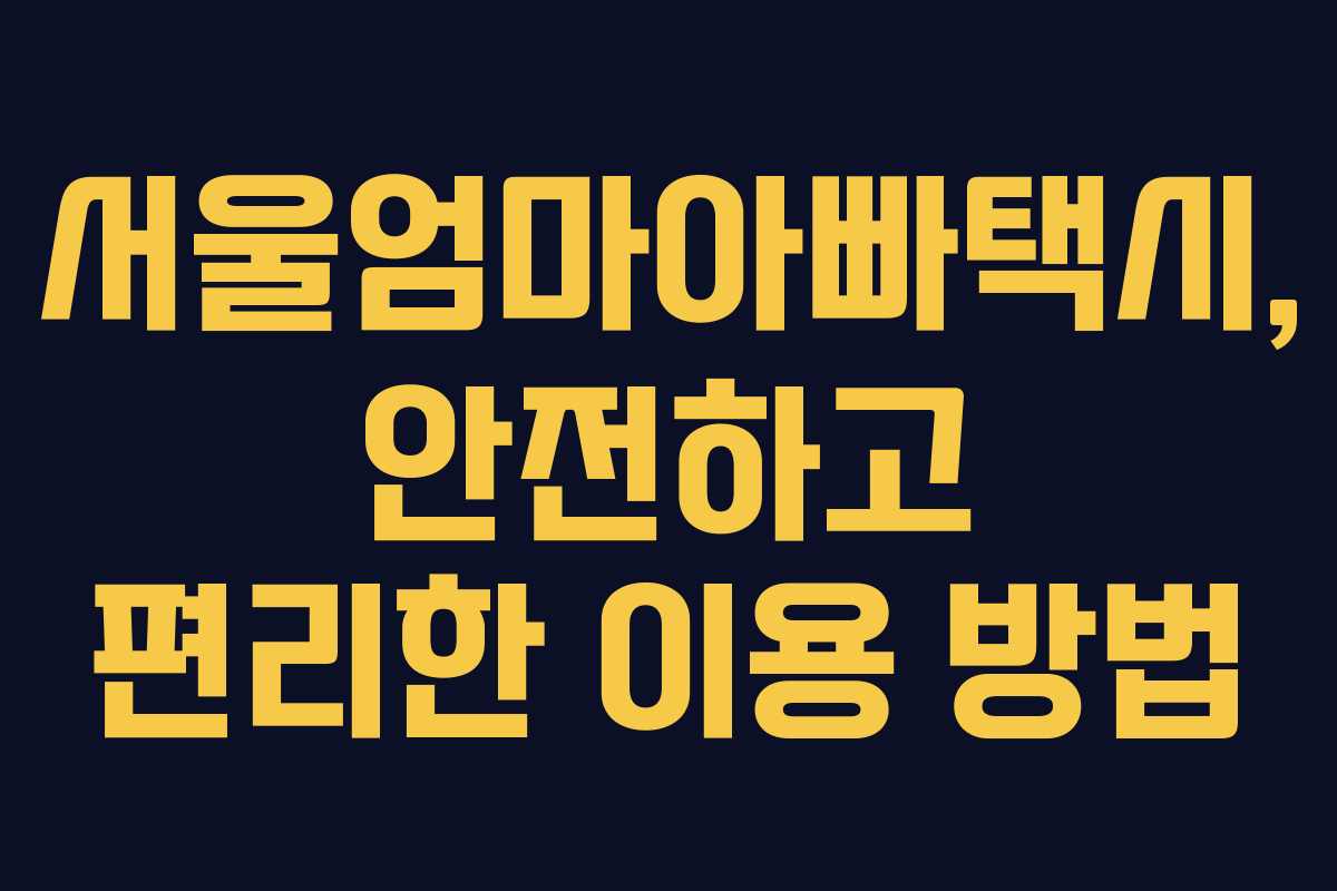 서울엄마아빠택시, 안전하고 편리한 이용 방법 서울엄마아빠택시, 안전하고 편리한 이용 방법