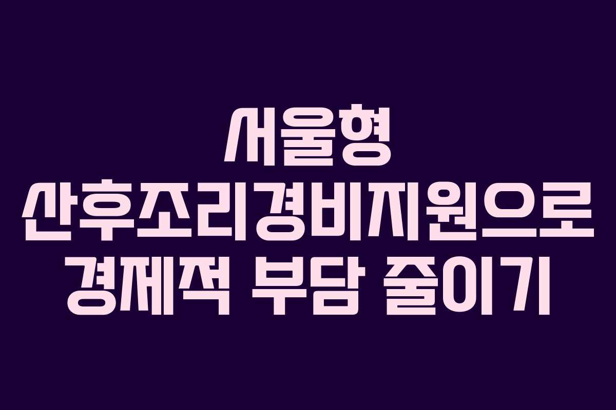 서울형 산후조리경비지원으로 경제적 부담 줄이기 서울형 산후조리경비지원으로 경제적 부담 줄이기