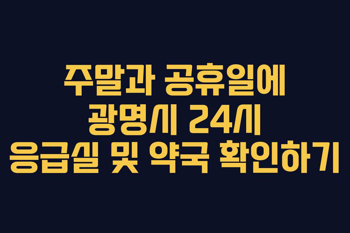 주말과 공휴일에 광명시 24시 응급실 및 약국 확인하기