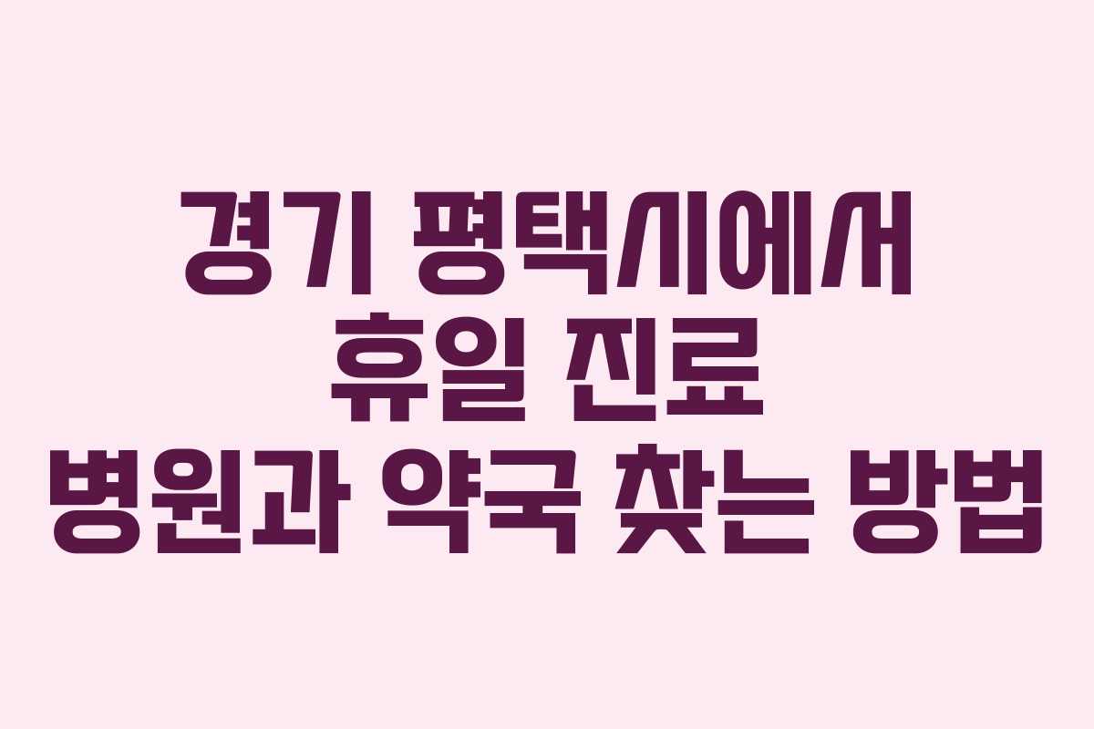 경기 평택시에서 휴일 진료 병원과 약국 찾는 방법