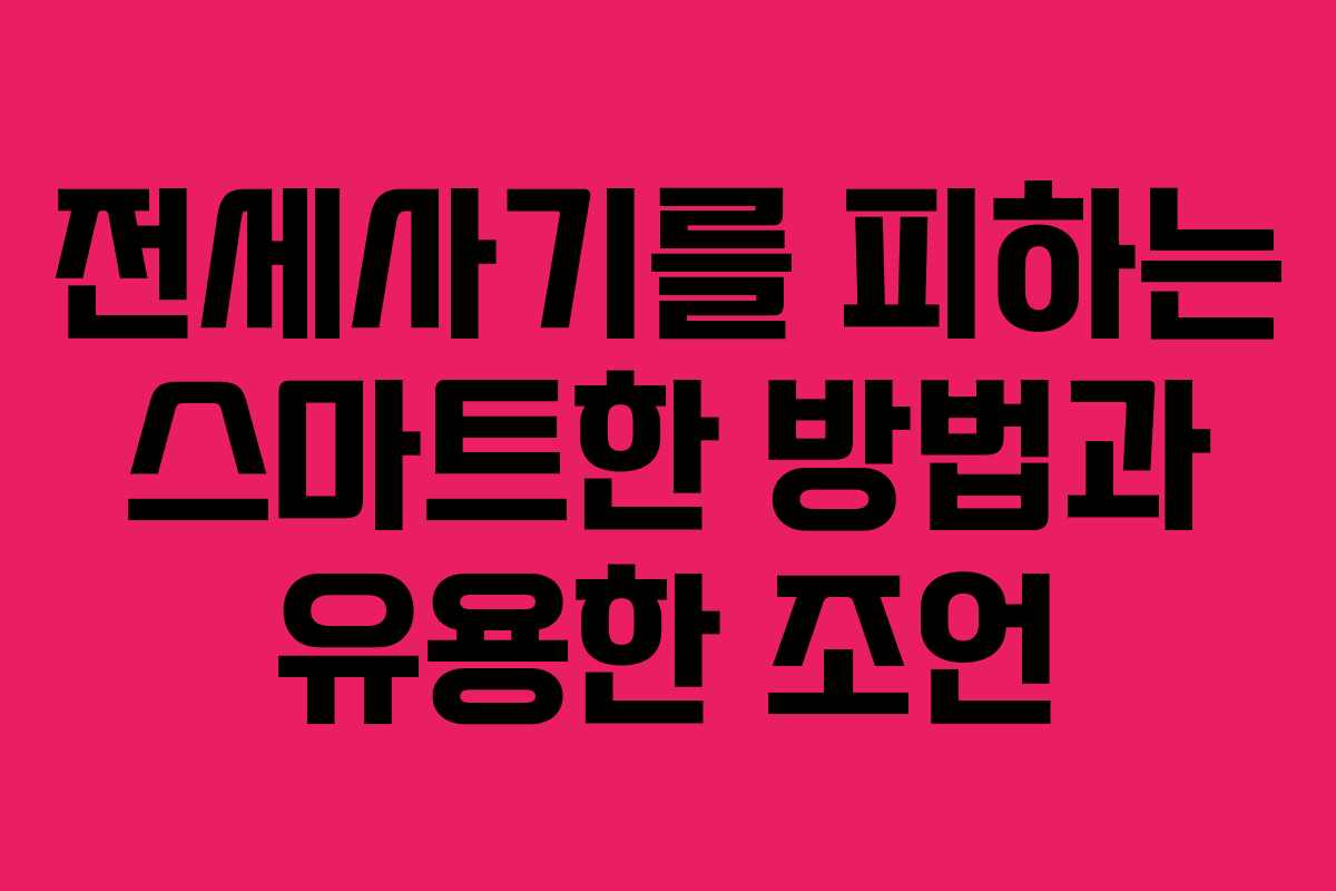 전세사기를 피하는 스마트한 방법과 유용한 조언