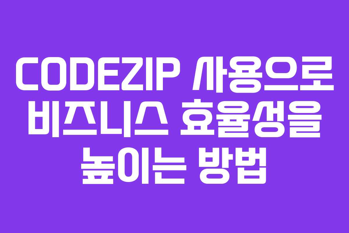 CODEZIP 사용으로 비즈니스 효율성을 높이는 방법