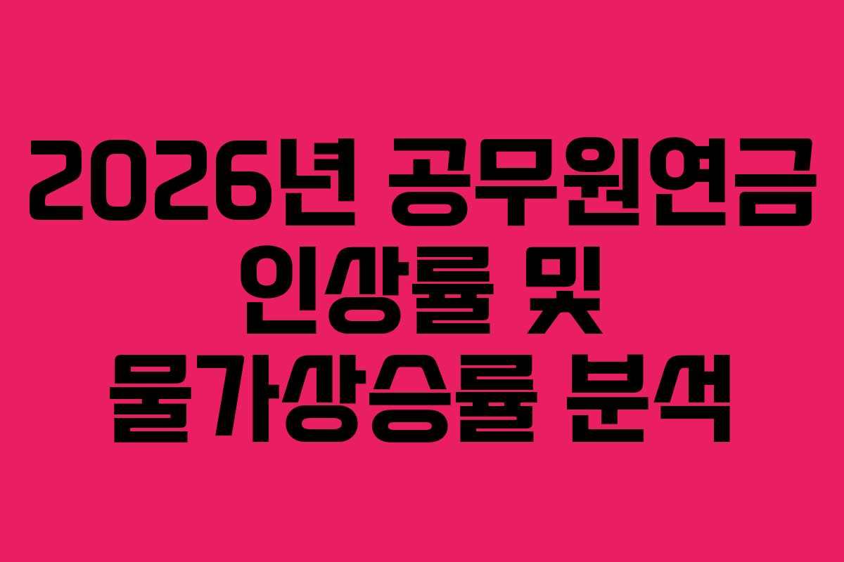 2026년 공무원연금 인상률 및 물가상승률 분석