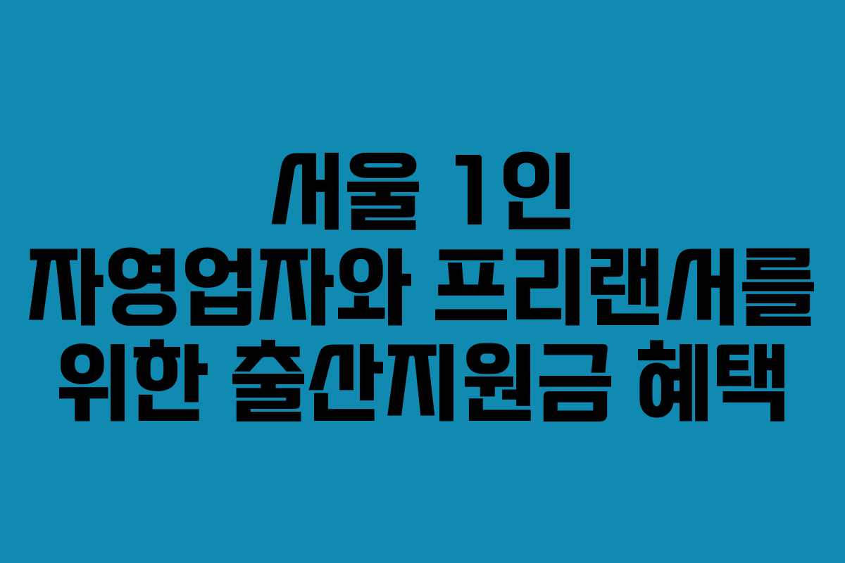 서울 1인 자영업자와 프리랜서를 위한 출산지원금 혜택