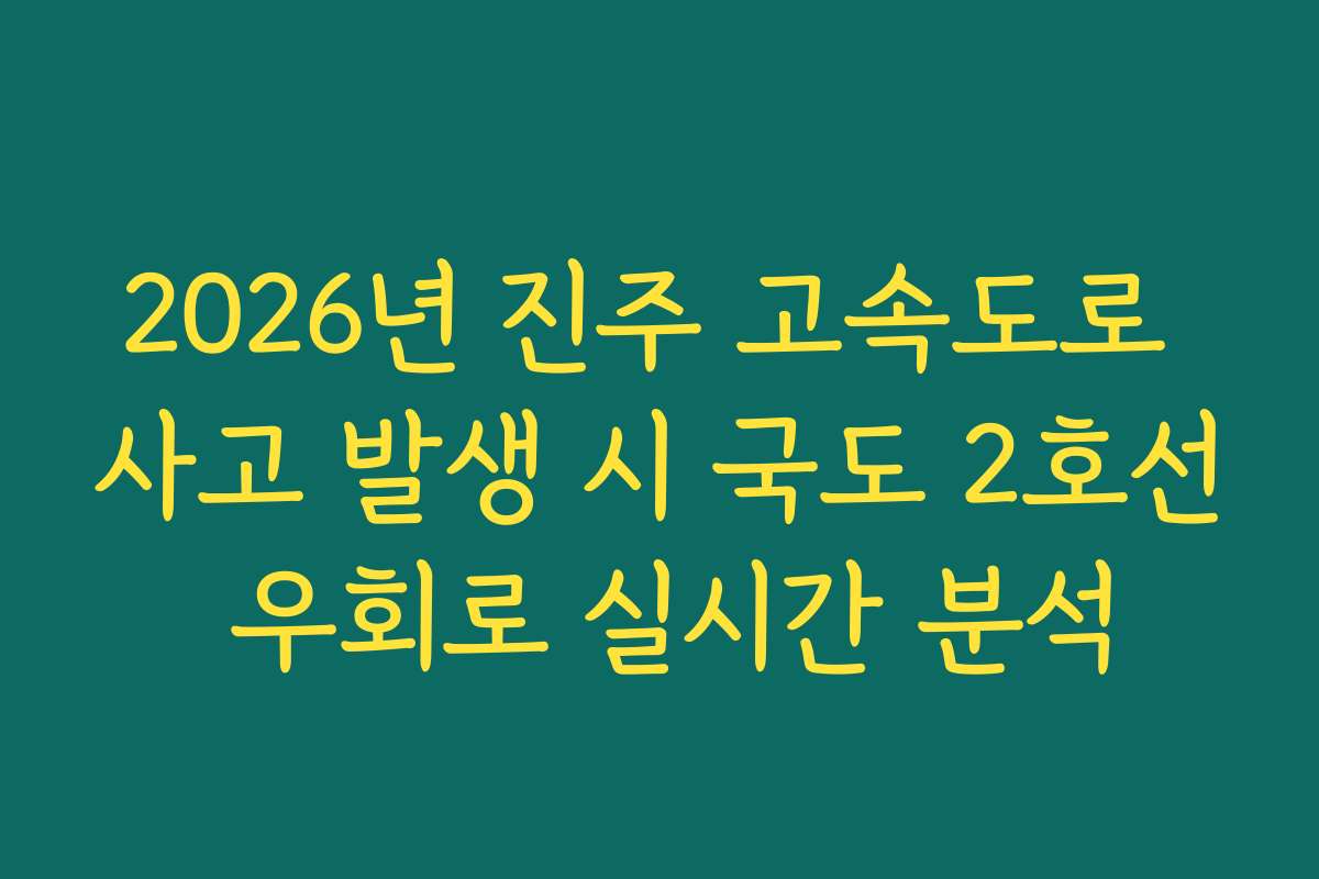 2026년 진주 고속도로 사고 발생 시 국도 2호선 우회로 실시간 분석