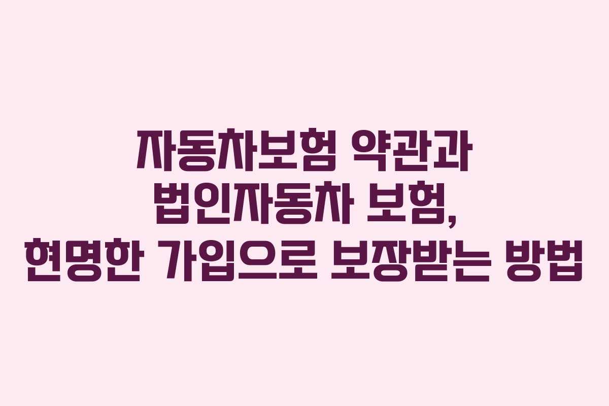 자동차보험 약관과 법인자동차 보험, 현명한 가입으로 보장받는 방법