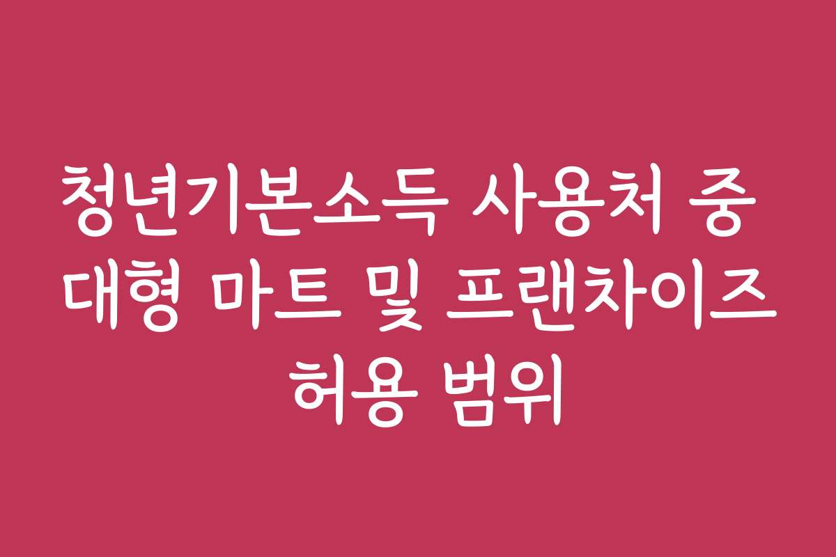 청년기본소득 사용처 중 대형 마트 및 프랜차이즈 허용 범위