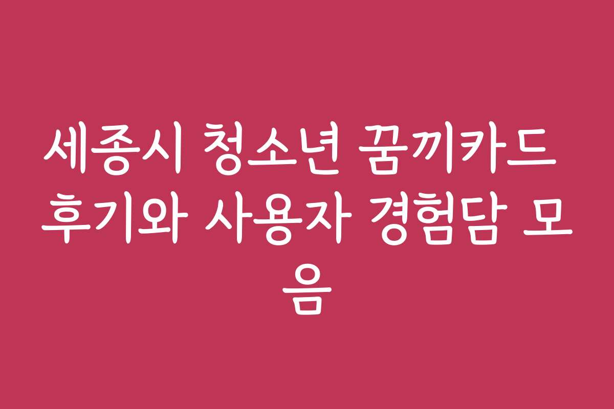 세종시 청소년 꿈끼카드 후기와 사용자 경험담 모음
