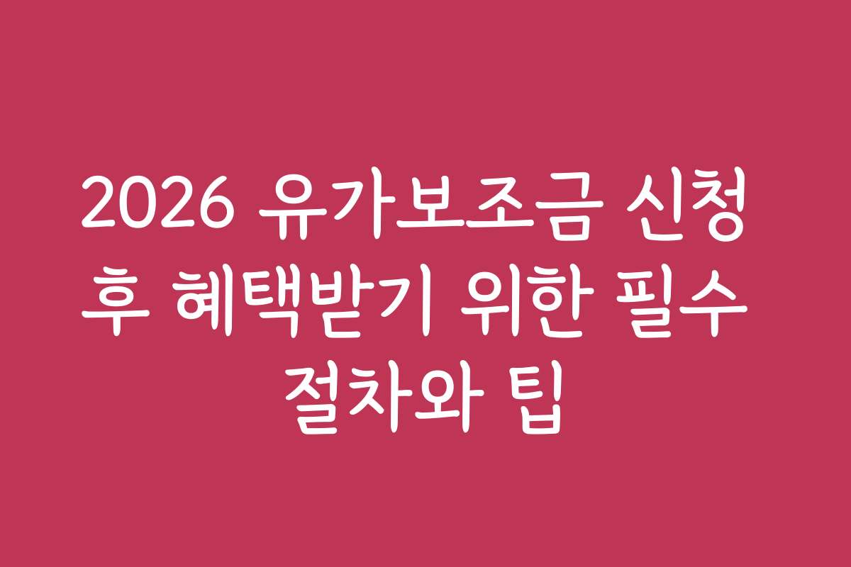 2026 유가보조금 신청 후 혜택받기 위한 필수 절차와 팁