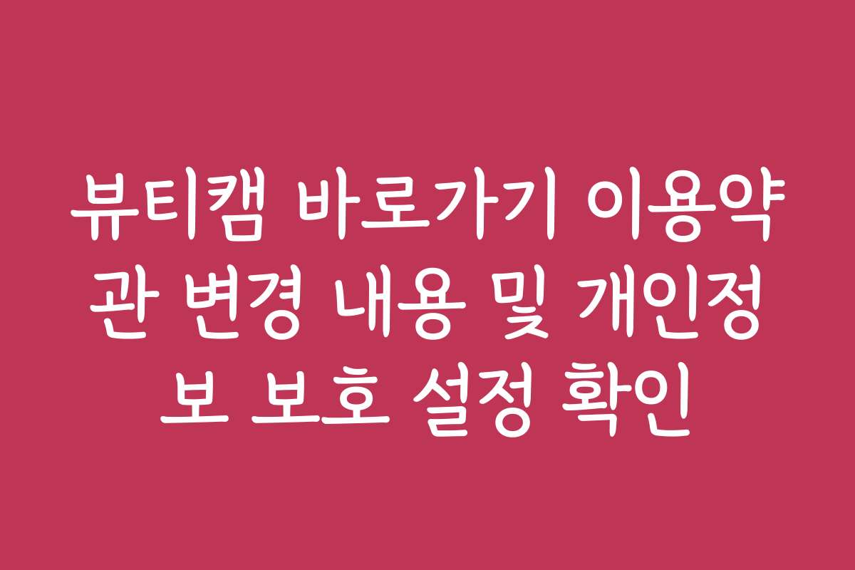 뷰티캠 바로가기 이용약관 변경 내용 및 개인정보 보호 설정 확인