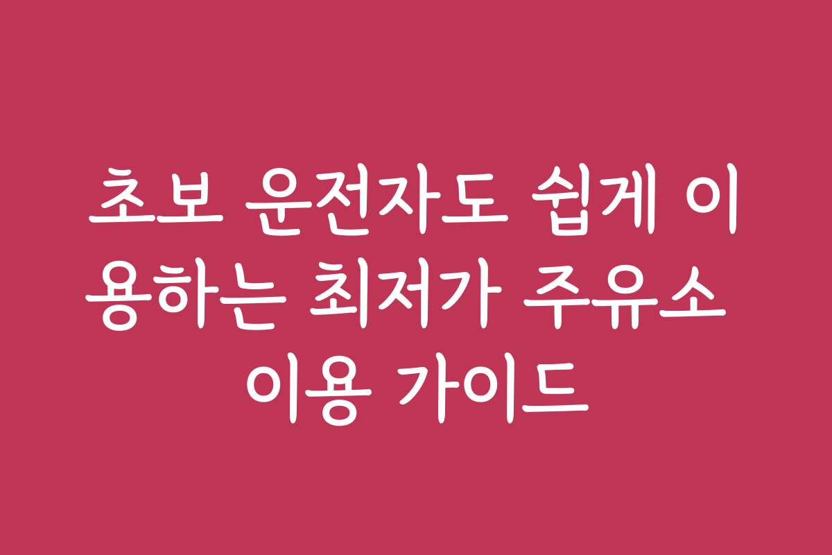 초보 운전자도 쉽게 이용하는 최저가 주유소 이용 가이드