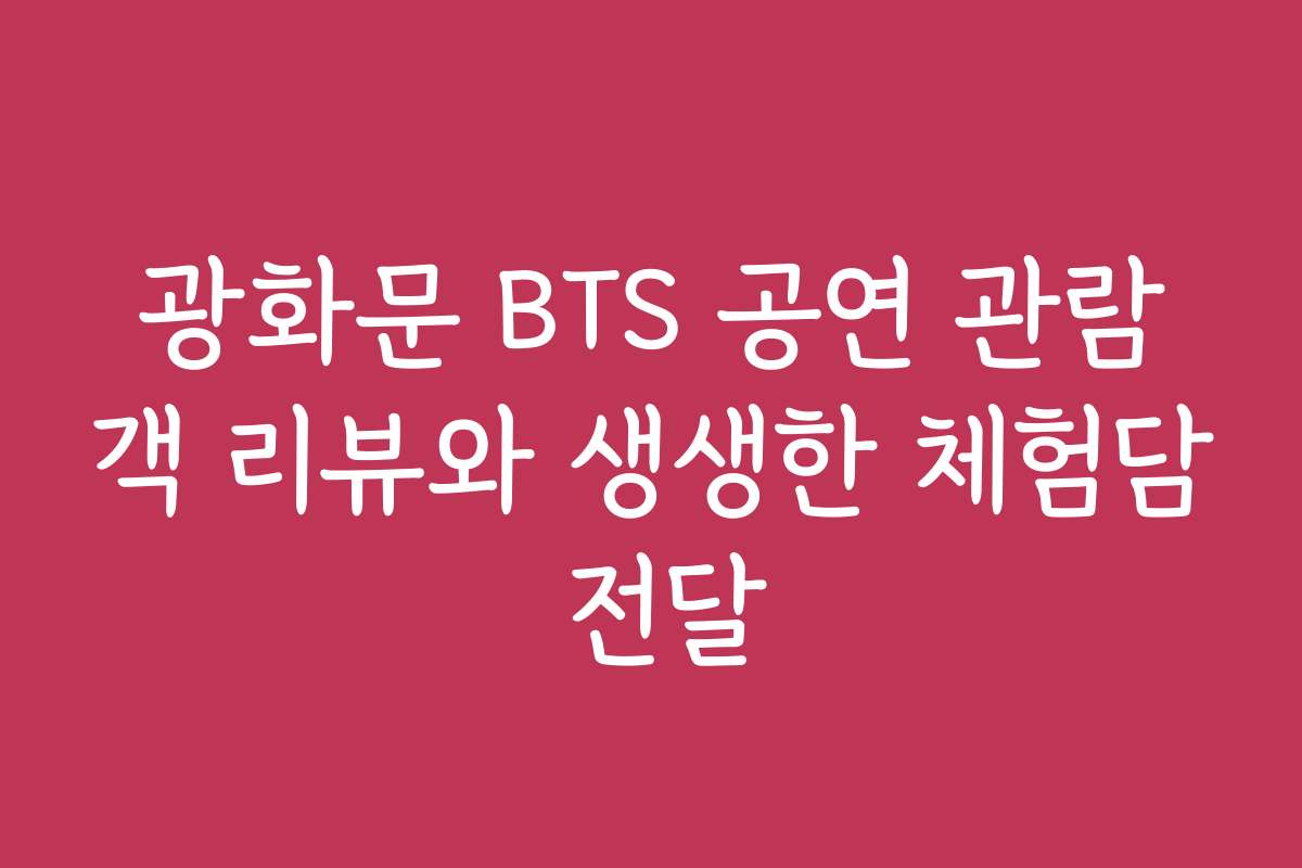 광화문 BTS 공연 관람객 리뷰와 생생한 체험담 전달