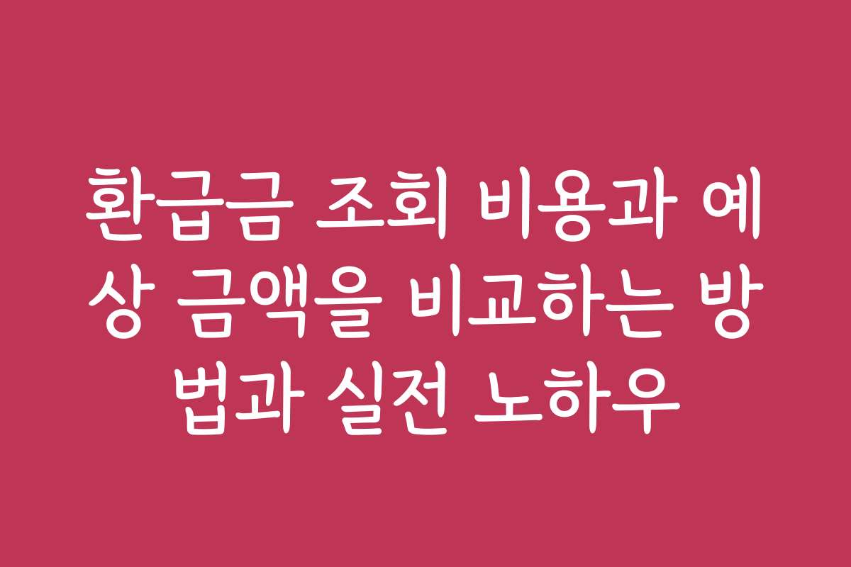 환급금 조회 비용과 예상 금액을 비교하는 방법과 실전 노하우