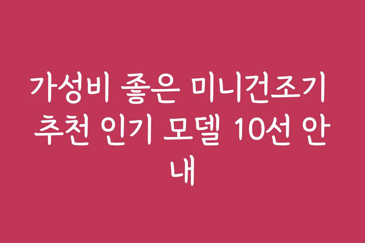 가성비 좋은 미니건조기 추천 인기 모델 10선 안내