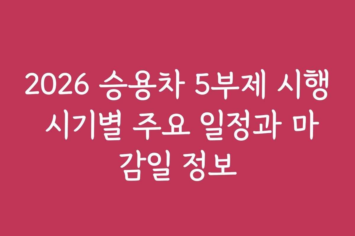 2026 승용차 5부제 시행 시기별 주요 일정과 마감일 정보