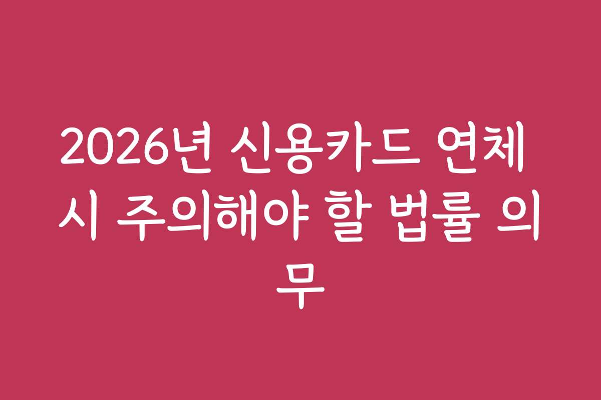 2026년 신용카드 연체 시 주의해야 할 법률 의무