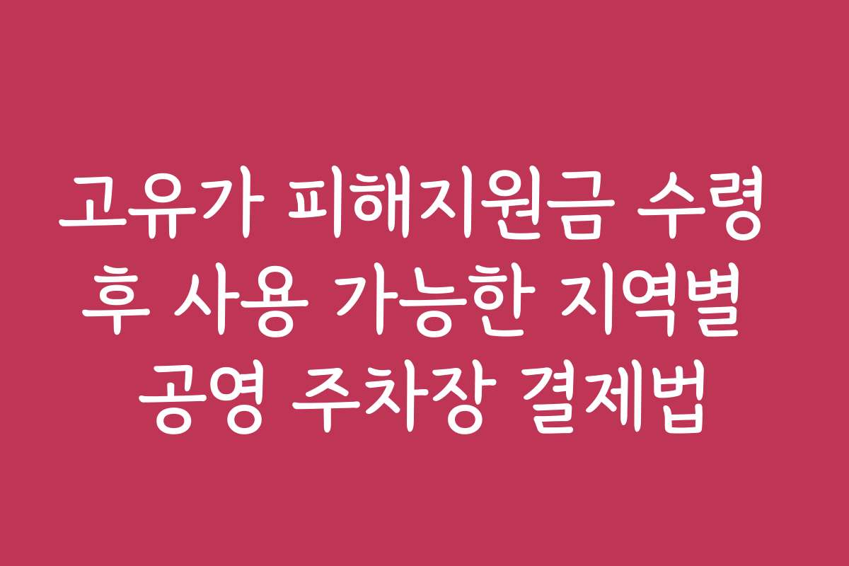 고유가 피해지원금 수령 후 사용 가능한 지역별 공영 주차장 결제법
