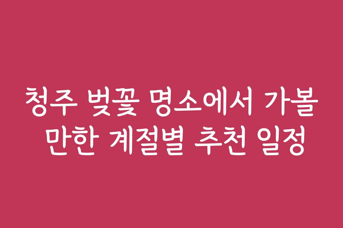청주 벚꽃 명소에서 가볼 만한 계절별 추천 일정