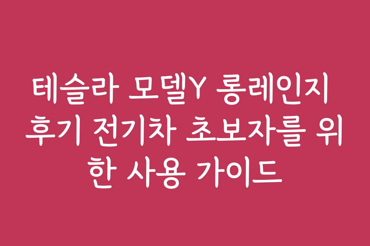 테슬라 모델Y 롱레인지 후기 전기차 초보자를 위한 사용 가이드