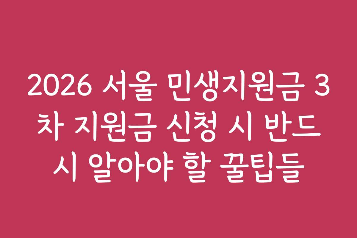 2026 서울 민생지원금 3차 지원금 신청 시 반드시 알아야 할 꿀팁들