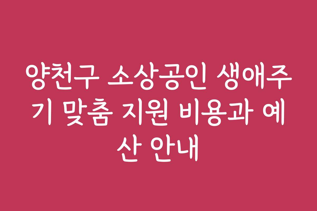 양천구 소상공인 생애주기 맞춤 지원 비용과 예산 안내