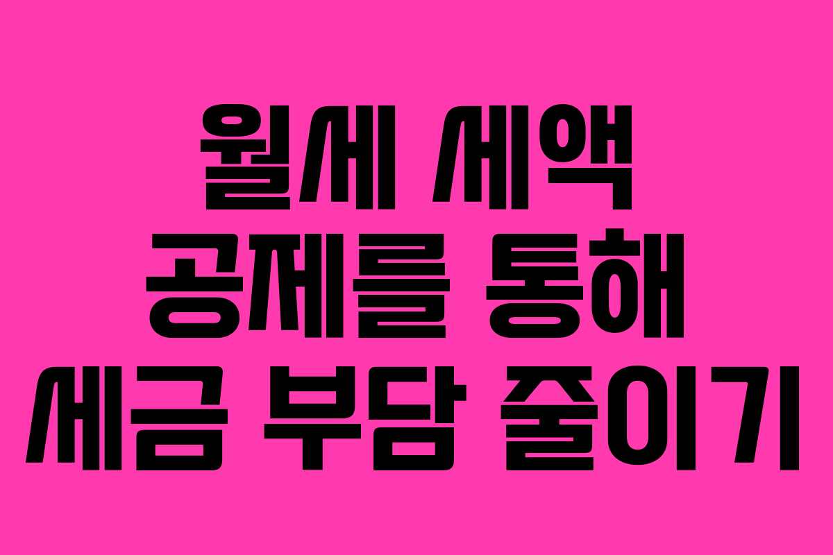 월세 세액 공제를 통해 세금 부담 줄이기 월세 세액 공제를 통해 세금 부담 줄이기