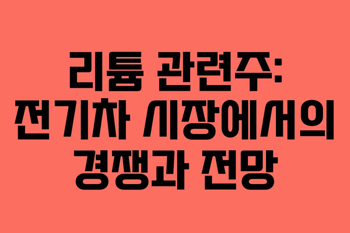 리튬 관련주: 전기차 시장에서의 경쟁과 전망 리튬 관련주: 전기차 시장에서의 경쟁과 전망