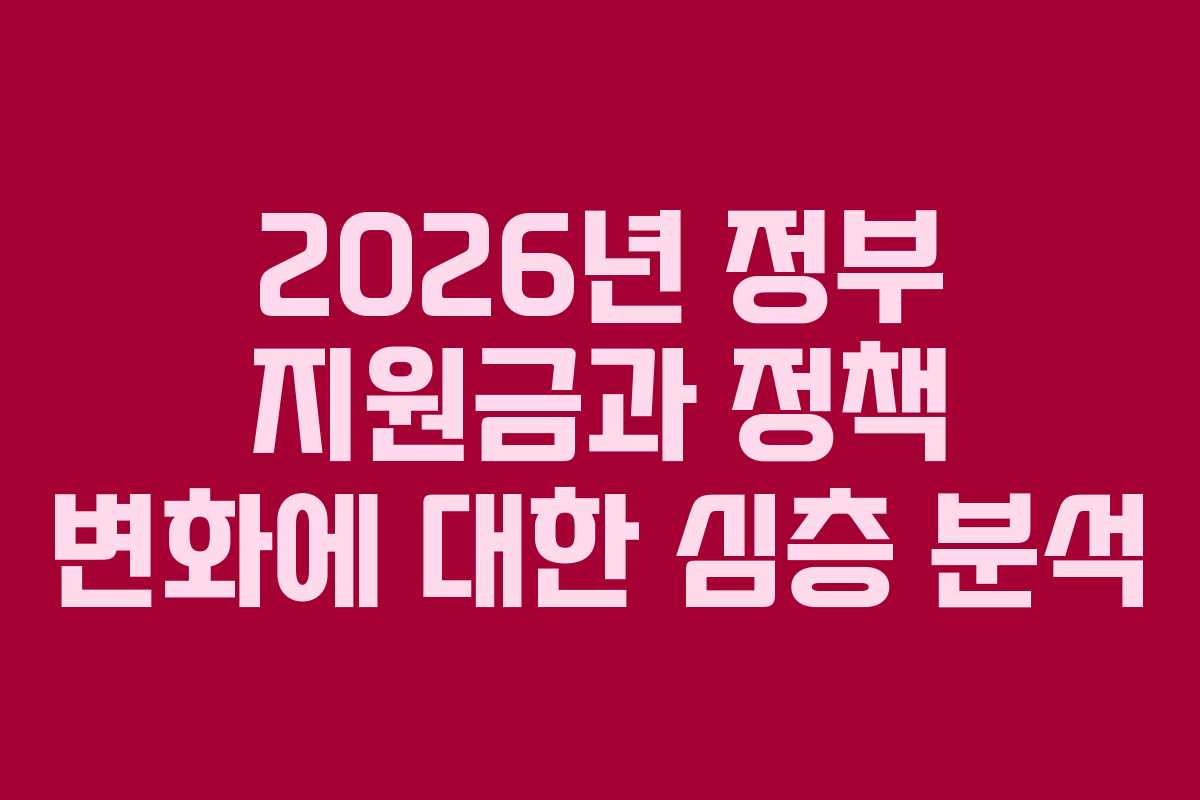 2026년 정부 지원금과 정책 변화에 대한 심층 분석