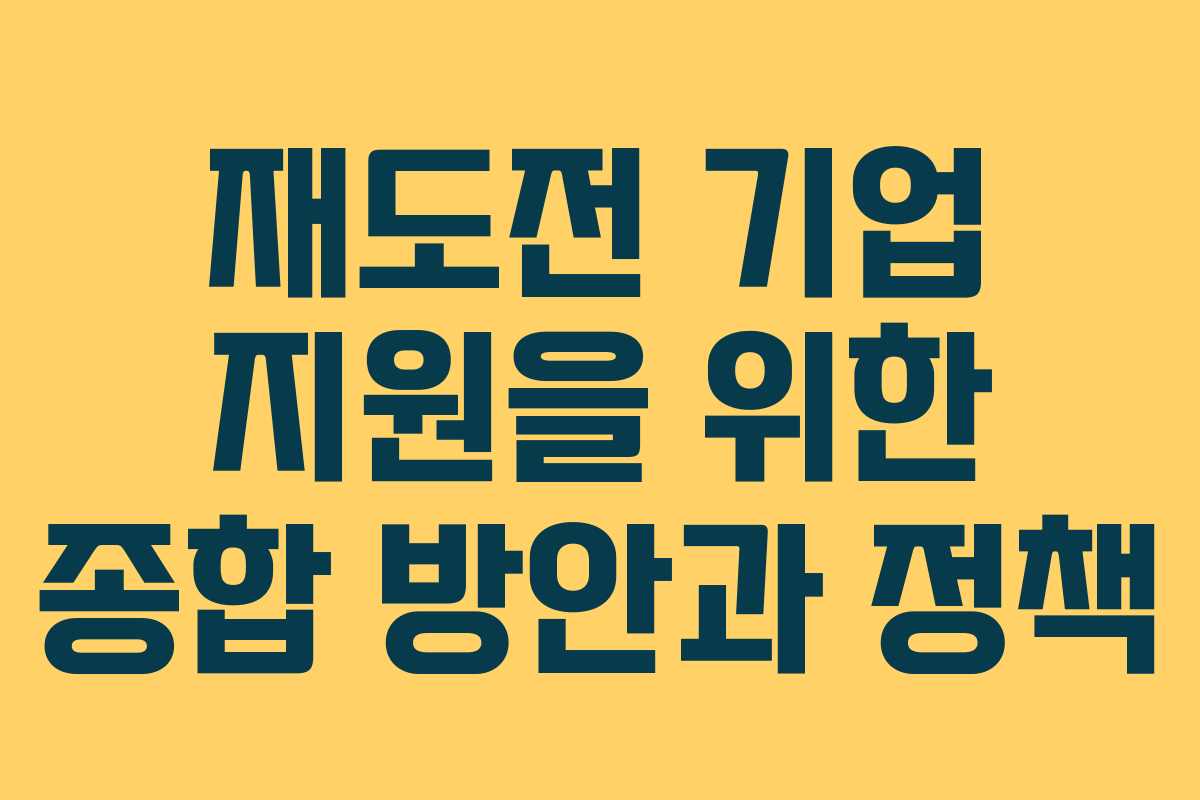 재도전 기업 지원을 위한 종합 방안과 정책