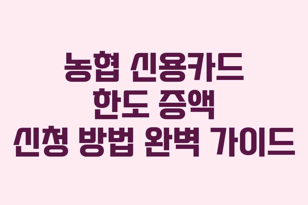 농협 신용카드 한도 증액 신청 방법 완벽 가이드