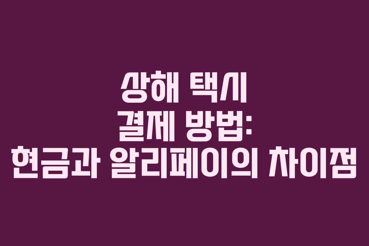 상해 택시 결제 방법: 현금과 알리페이의 차이점 상해 택시 결제 방법: 현금과 알리페이의 차이점