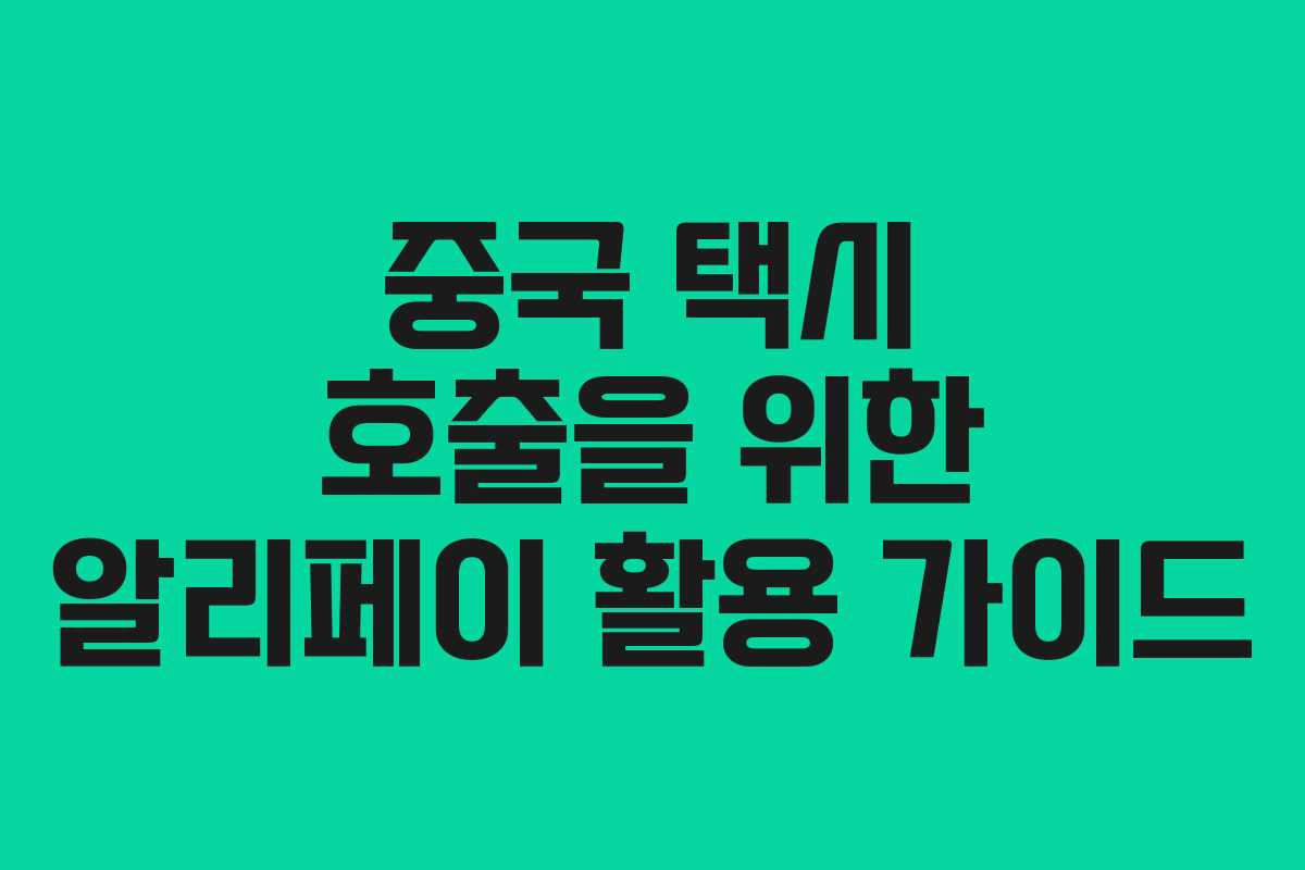 중국 택시 호출을 위한 알리페이 활용 가이드 중국 택시 호출을 위한 알리페이 활용 가이드