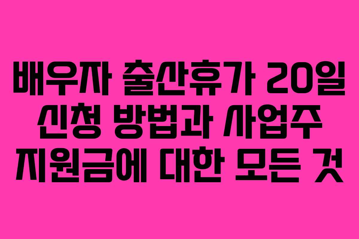 배우자 출산휴가 20일 신청 방법과 사업주 지원금에 대한 모든 것