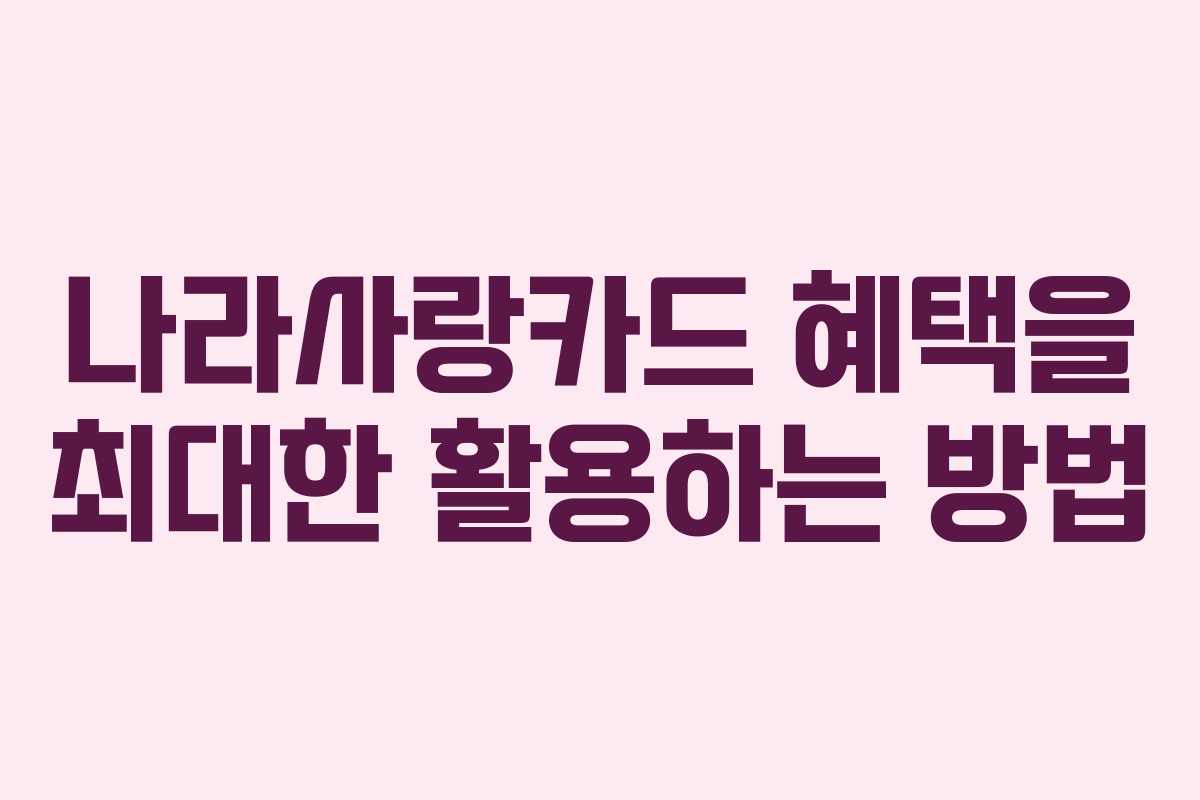 나라사랑카드 혜택을 최대한 활용하는 방법