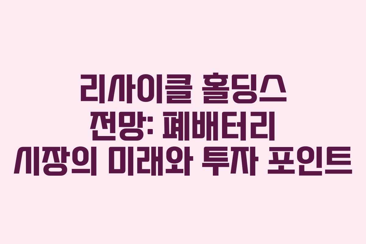 리사이클 홀딩스 전망: 폐배터리 시장의 미래와 투자 포인트