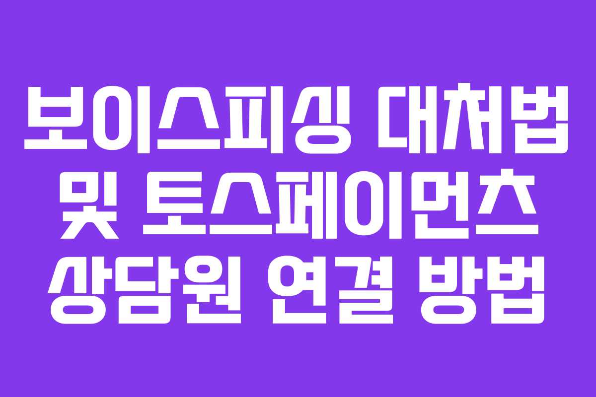 보이스피싱 대처법 및 토스페이먼츠 상담원 연결 방법