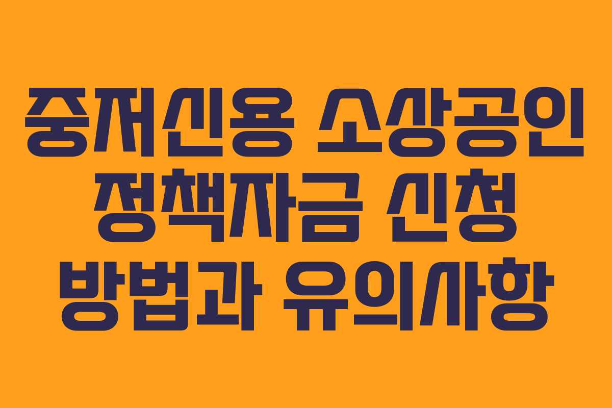 중저신용 소상공인 정책자금 신청 방법과 유의사항