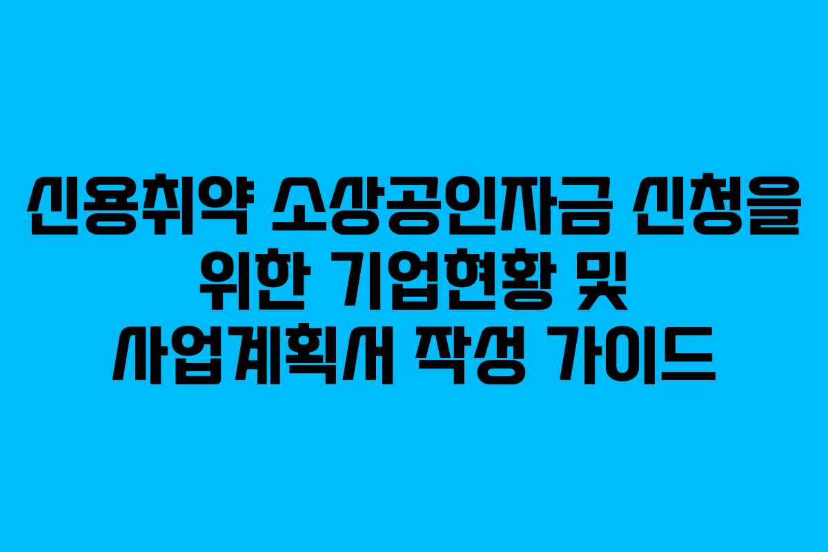 신용취약 소상공인자금 신청을 위한 기업현황 및 사업계획서 작성 가이드