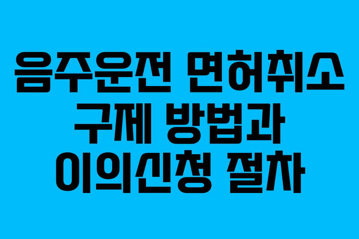 음주운전 면허취소 구제 방법과 이의신청 절차