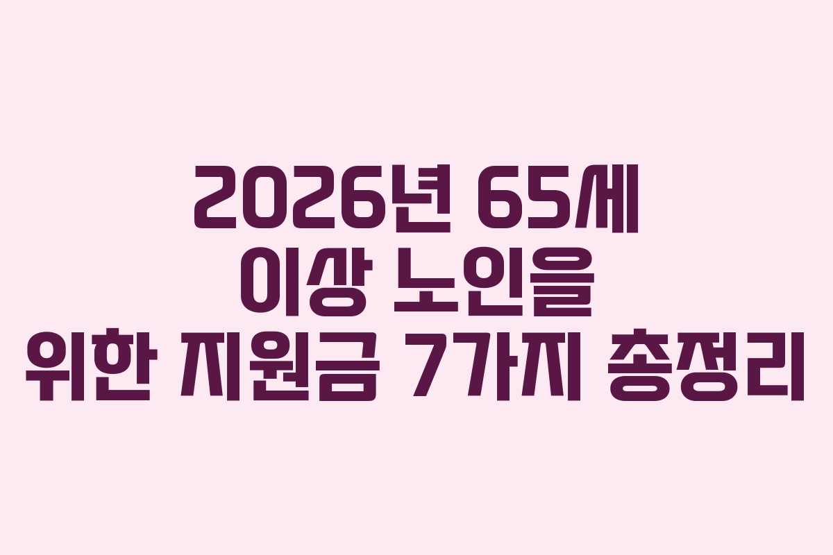 2026년 65세 이상 노인을 위한 지원금 7가지 총정리