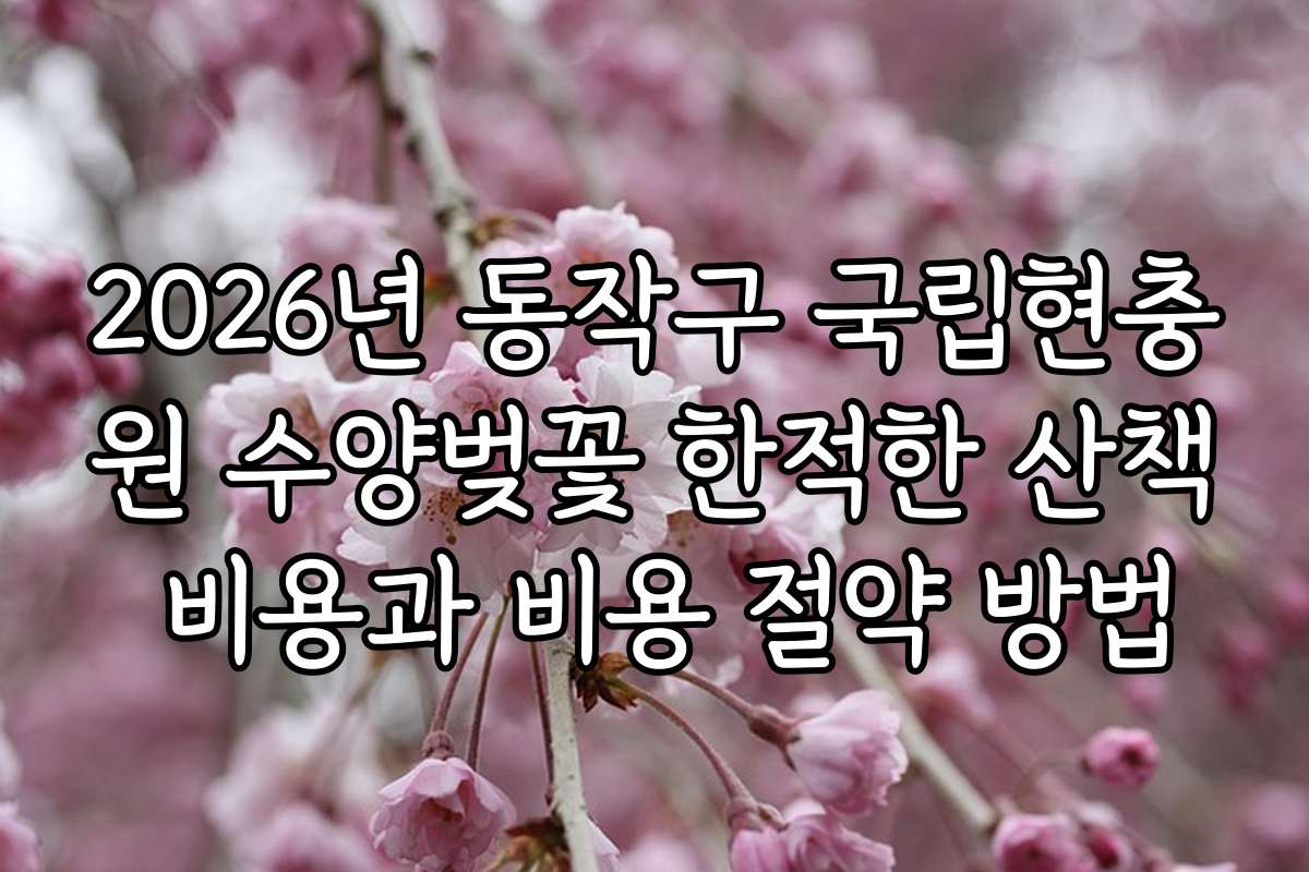 2026년 동작구 국립현충원 수양벚꽃 한적한 산책 비용과 비용 절약 방법