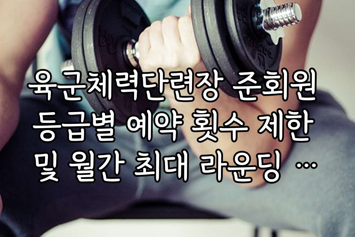 육군체력단련장 준회원 등급별 예약 횟수 제한 및 월간 최대 라운딩 횟수