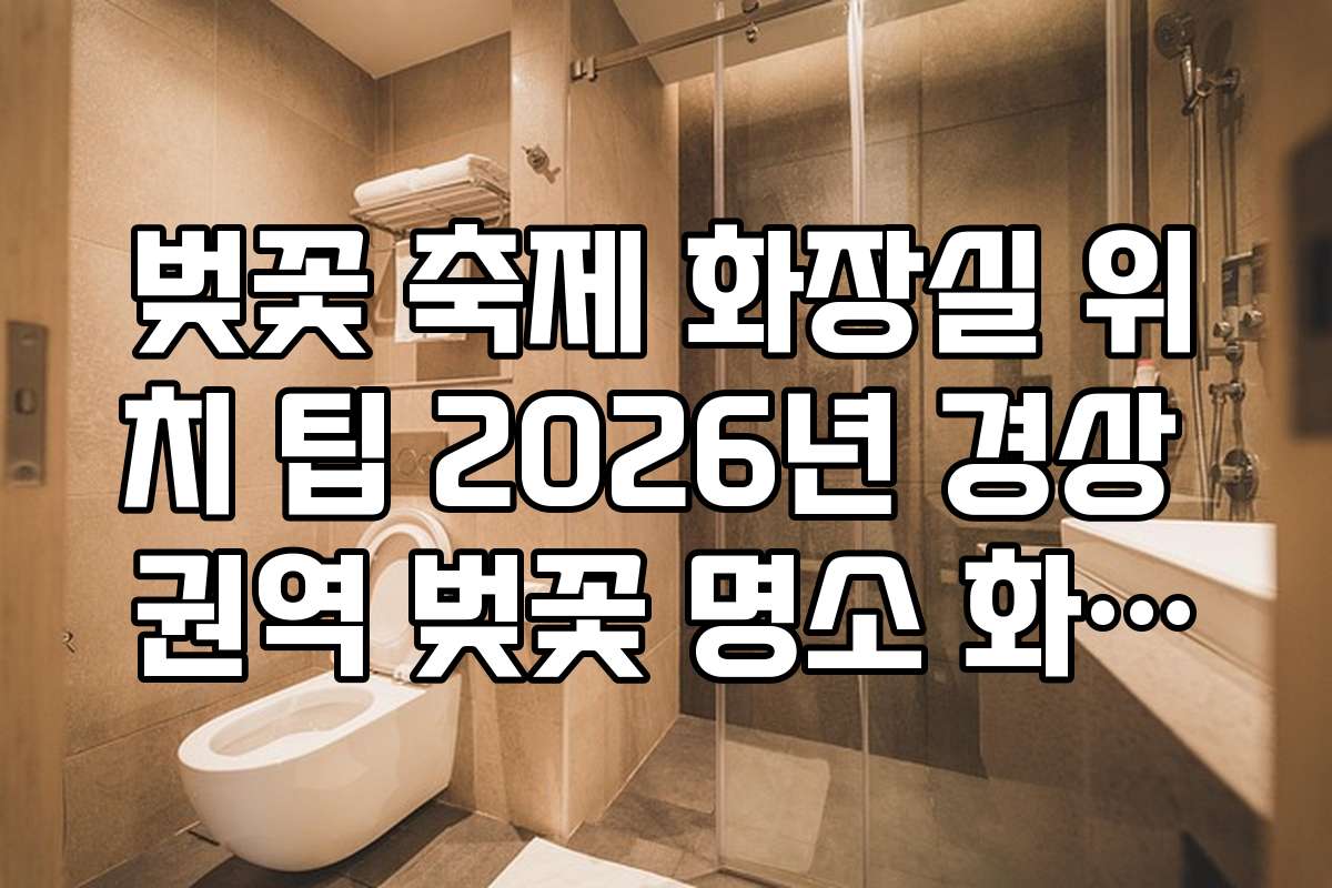 벚꽃 축제 화장실 위치 팁 2026년 경상 권역 벚꽃 명소 화장실 안내
