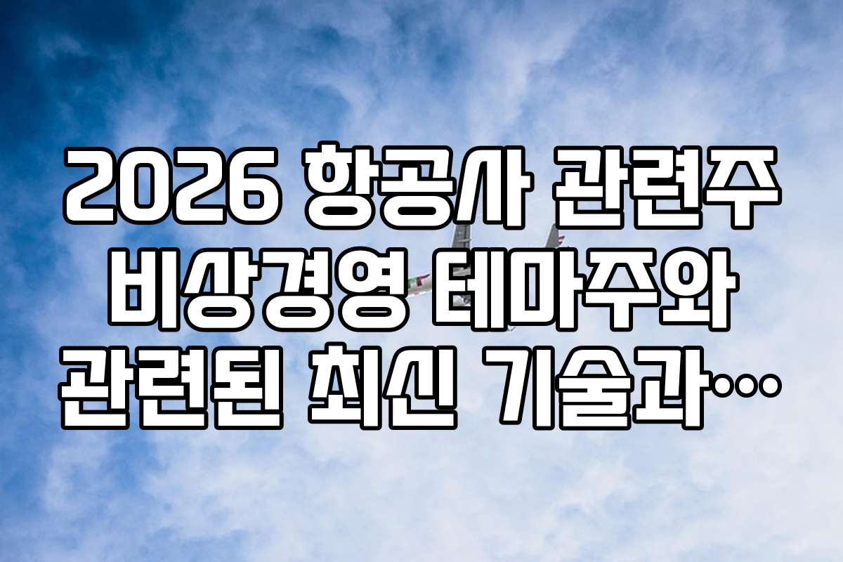 2026 항공사 관련주 비상경영 테마주와 관련된 최신 기술과 도구 활용법